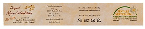Hersteller-Set: Österreichisches ALPEN-ZIRBENKISSEN einzigartig - Größe 80 cm x 40 cm, inklusive 550g Zirbenflocken (zur Nachfüllung) - 5