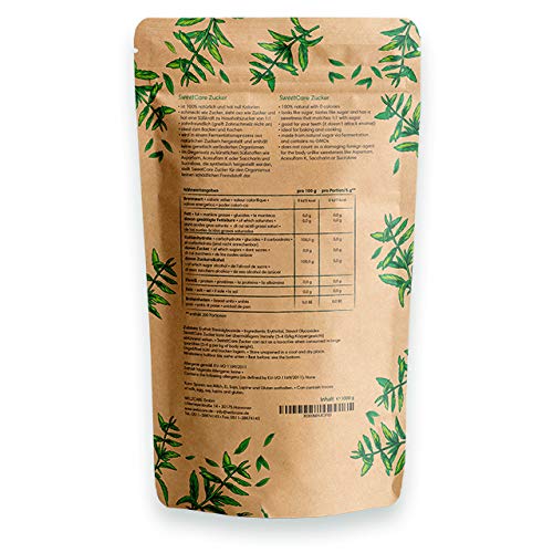 SweetCare Kristall-Zucker ist der natürlicher Zuckerersatz mit Erythrit und Stevia im 1 Kg Beutel - 7
