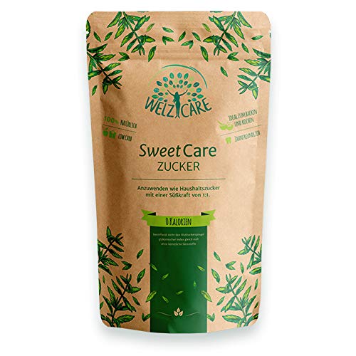 SweetCare Kristall-Zucker ist der natürlicher Zuckerersatz mit Erythrit und Stevia im 1 Kg Beutel - 1